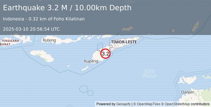 Earthquake Timor Region (3.2 M) (2025-03-10 20:56:54 UTC)