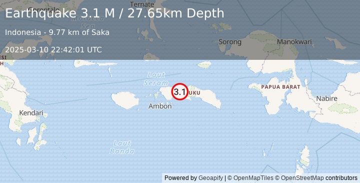 Earthquake Seram, Indonesia (3.1 M) (2025-03-10 22:42:01 UTC)