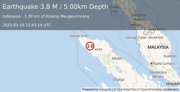 Earthquake Northern Sumatra, Indonesia (3.8 M) (2025-03-10 22:43:14 UTC)