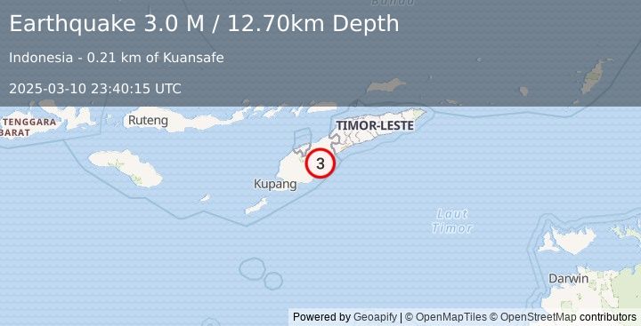 Earthquake Timor Region (3.0 M) (2025-03-10 23:40:15 UTC)