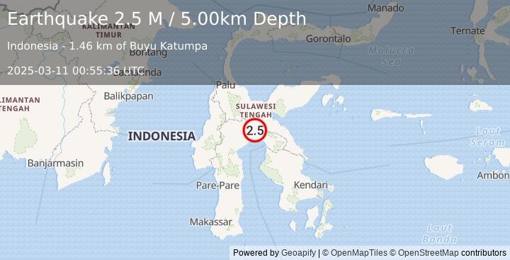 Earthquake Sulawesi, Indonesia (2.5 M) (2025-03-11 00:55:36 UTC)