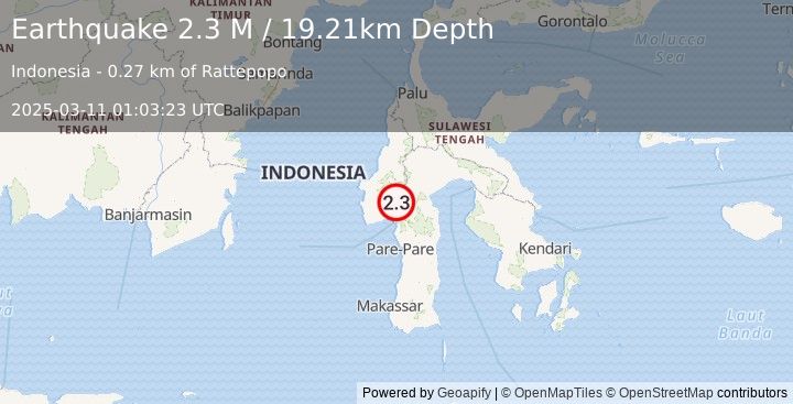 Earthquake Sulawesi, Indonesia (2.3 M) (2025-03-11 01:03:23 UTC)