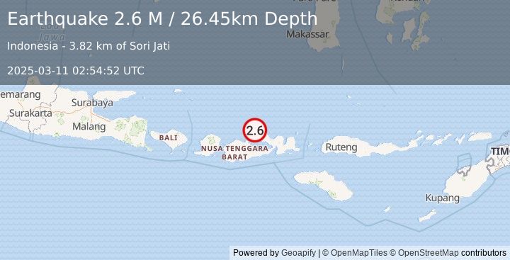 Earthquake Sumbawa Region, Indonesia (2.6 M) (2025-03-11 02:54:52 UTC)