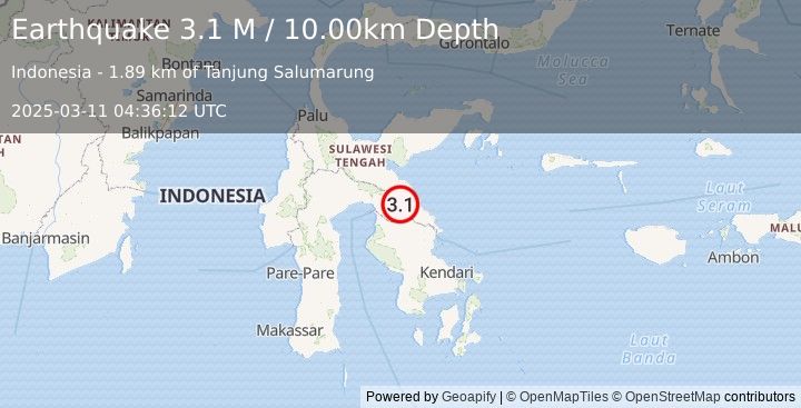 Earthquake Sulawesi, Indonesia (2.8 M) (2025-03-11 04:36:13 UTC)