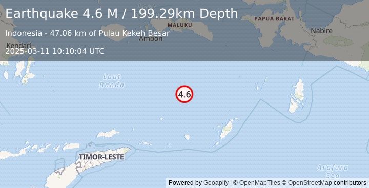 Earthquake Banda Sea (4.6 M) (2025-03-11 10:10:08 UTC)