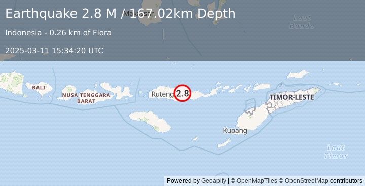 Earthquake Flores Region, Indonesia (2.8 M) (2025-03-11 15:34:20 UTC)