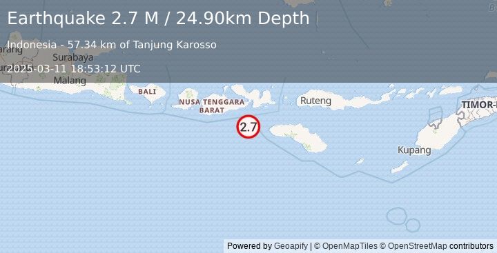 Earthquake Sumbawa Region, Indonesia (2.7 M) (2025-03-11 18:53:12 UTC)