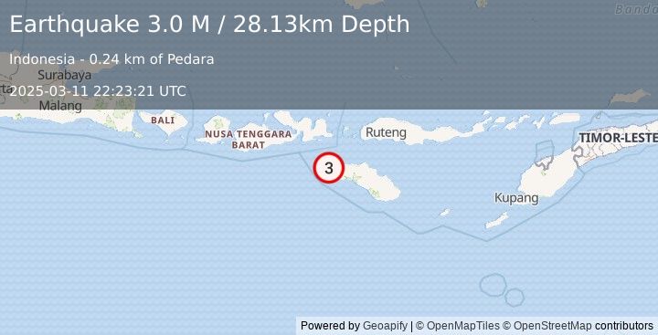 Earthquake Sumba Region, Indonesia (3.0 M) (2025-03-11 22:23:21 UTC)