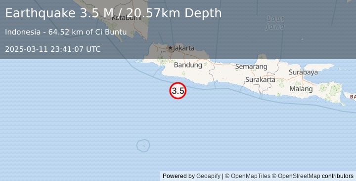 Earthquake Java, Indonesia (3.5 M) (2025-03-11 23:41:07 UTC)