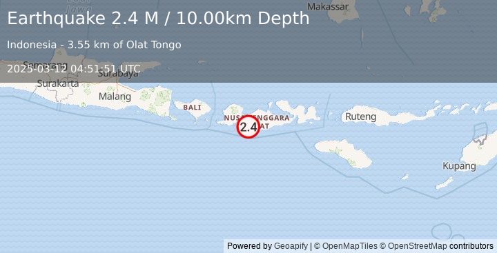 Earthquake Sumbawa Region, Indonesia (2.4 M) (2025-03-12 04:51:51 UTC)