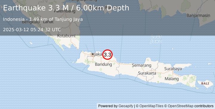 Earthquake Java, Indonesia (3.3 M) (2025-03-12 05:24:32 UTC)