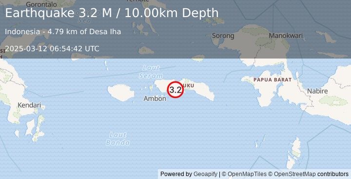 Earthquake Seram, Indonesia (3.2 M) (2025-03-12 06:54:42 UTC)