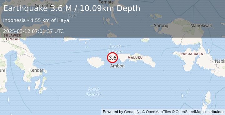 Earthquake Seram, Indonesia (3.6 M) (2025-03-12 07:01:37 UTC)