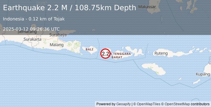 Earthquake Sumbawa Region, Indonesia (2.2 M) (2025-03-12 09:26:36 UTC)