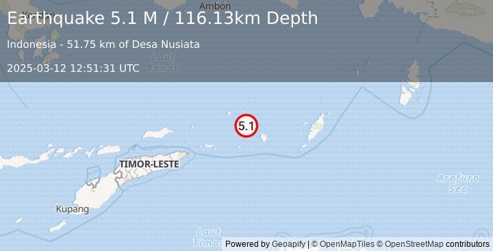 Earthquake Banda Sea (5.1 M) (2025-03-12 12:51:31 UTC)