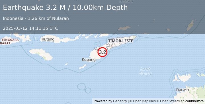 Earthquake Timor Region (3.2 M) (2025-03-12 14:11:15 UTC)