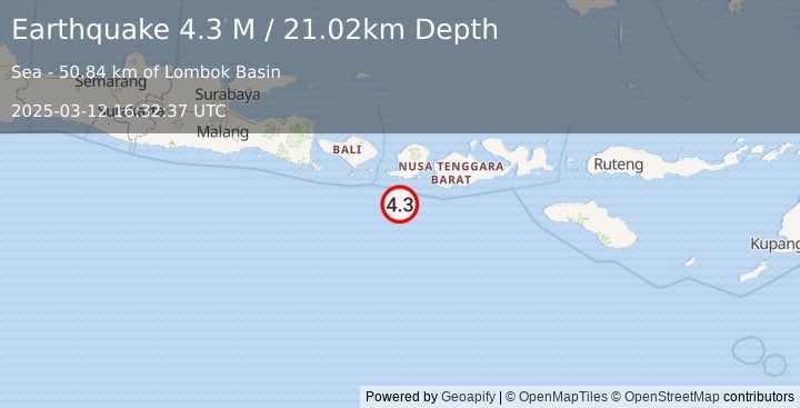 Earthquake Sumbawa Region, Indonesia (4.3 M) (2025-03-12 16:32:37 UTC)