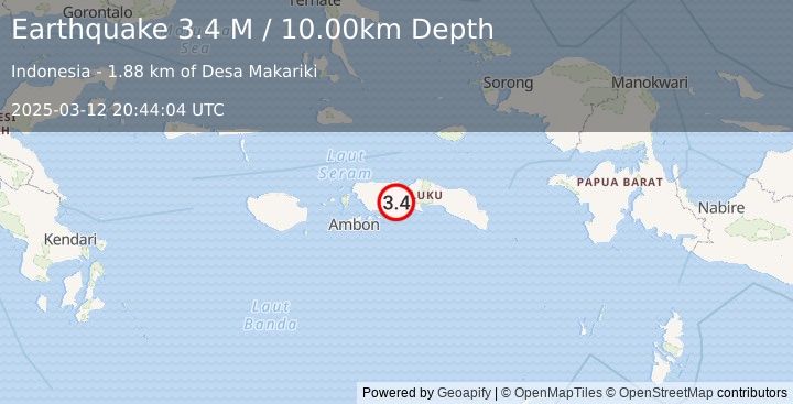 Earthquake Seram, Indonesia (3.4 M) (2025-03-12 20:44:04 UTC)