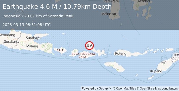 Earthquake Bali Sea (4.8 M) (2025-03-13 08:51:09 UTC)