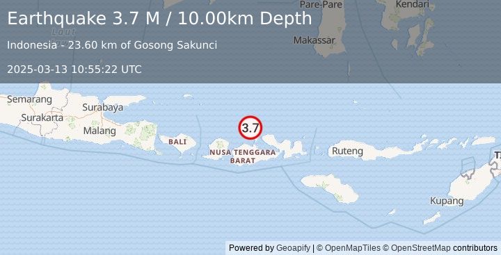 Earthquake Bali Sea (3.7 M) (2025-03-13 10:55:22 UTC)