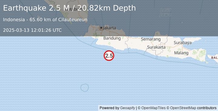 Earthquake Java, Indonesia (2.5 M) (2025-03-13 12:01:26 UTC)