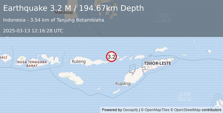 Earthquake Flores Region, Indonesia (3.2 M) (2025-03-13 12:16:28 UTC)