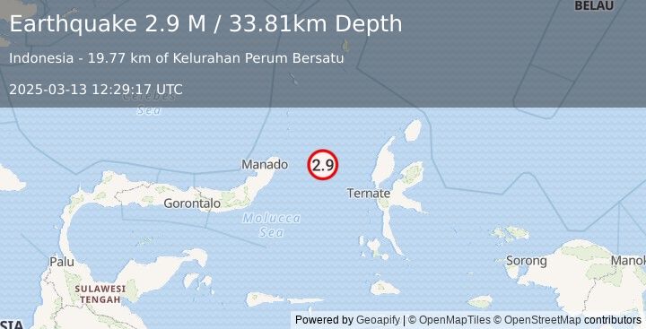 Earthquake Northern Molucca Sea (2.9 M) (2025-03-13 12:29:17 UTC)