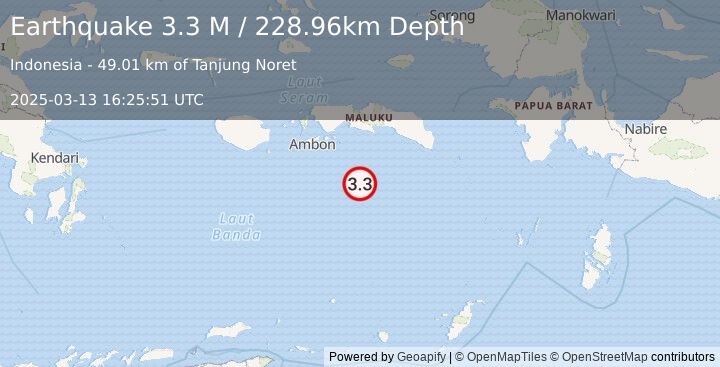 Earthquake Banda Sea (3.3 M) (2025-03-13 16:25:51 UTC)