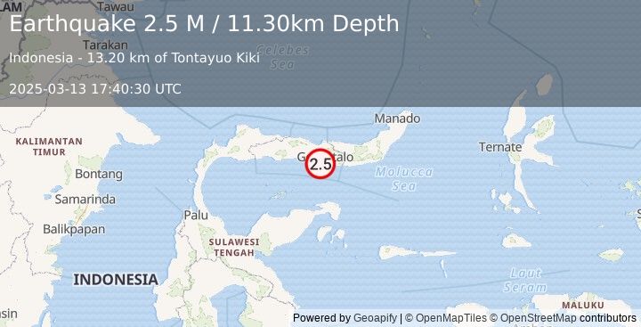 Earthquake Minahassa Peninsula, Sulawesi (2.5 M) (2025-03-13 17:40:30 UTC)