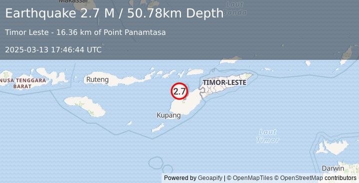 Earthquake Timor Region (2.7 M) (2025-03-13 17:46:44 UTC)
