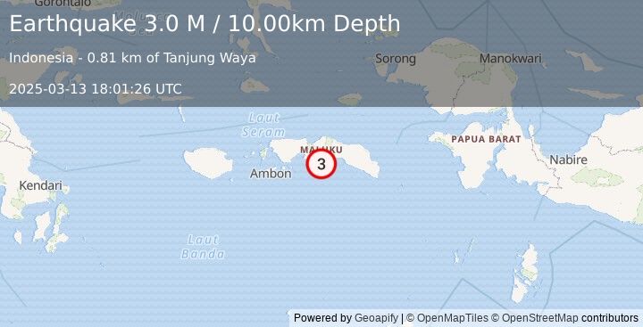 Earthquake Seram, Indonesia (3.0 M) (2025-03-13 18:01:26 UTC)