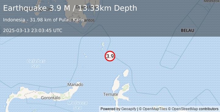 Earthquake Talaud Islands, Indonesia (3.9 M) (2025-03-13 23:03:45 UTC)