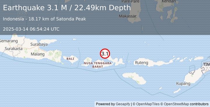 Earthquake Bali Sea (3.1 M) (2025-03-14 06:54:24 UTC)