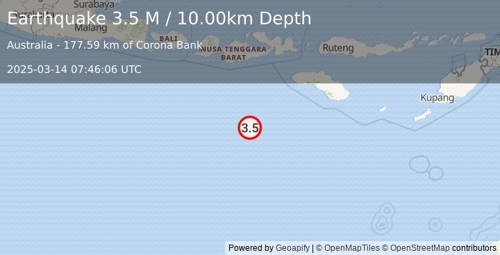 Earthquake South of Sumbawa, Indonesia (3.5 M) (2025-03-14 07:46:06 UTC)