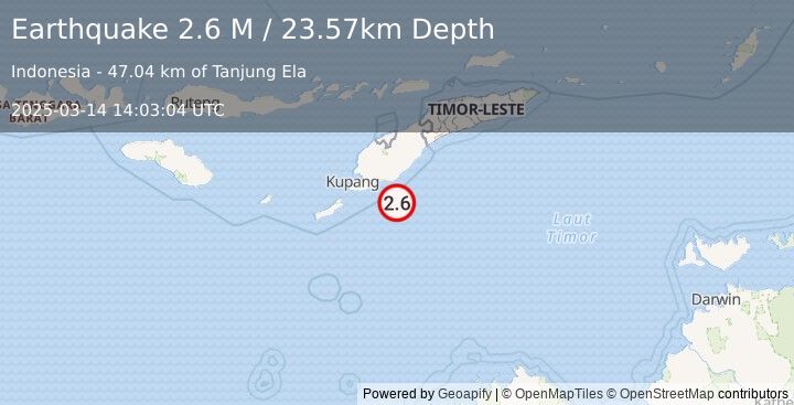 Earthquake Timor Region (2.6 M) (2025-03-14 14:03:04 UTC)