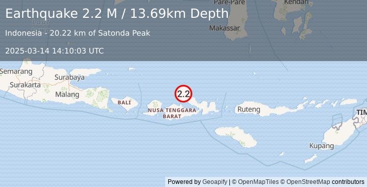 Earthquake Bali Sea (2.2 M) (2025-03-14 14:10:03 UTC)