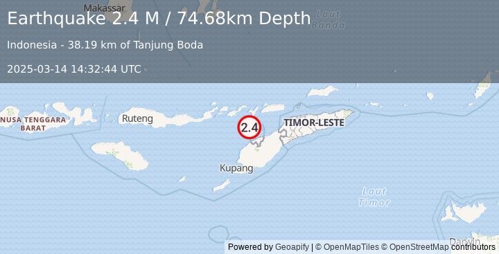 Earthquake Timor Region (2.4 M) (2025-03-14 14:32:44 UTC)