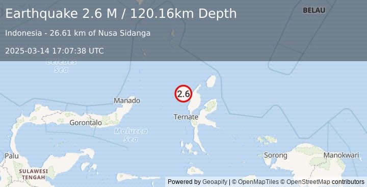 Earthquake Halmahera, Indonesia (2.6 M) (2025-03-14 17:07:38 UTC)