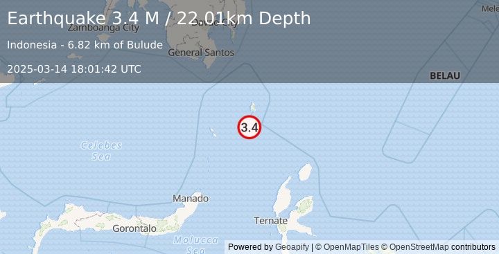 Earthquake Talaud Islands, Indonesia (3.4 M) (2025-03-14 18:01:42 UTC)