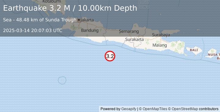 Earthquake Java, Indonesia (3.1 M) (2025-03-14 20:07:08 UTC)