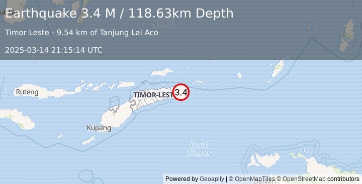 Earthquake Timor Region (3.4 M) (2025-03-14 21:15:14 UTC)