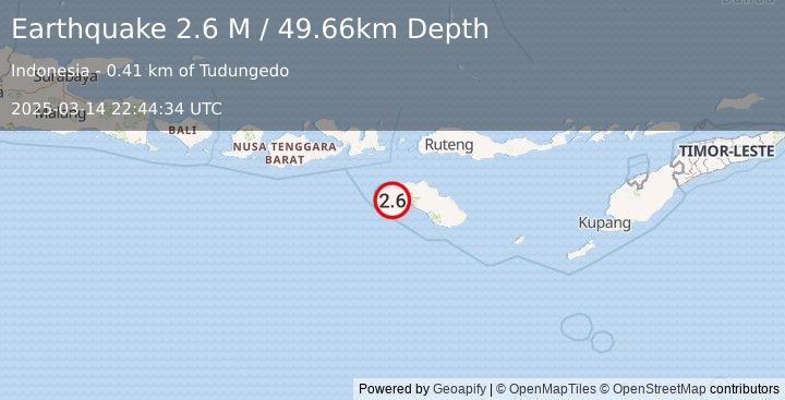 Earthquake Sumba Region, Indonesia (2.6 M) (2025-03-14 22:44:34 UTC)