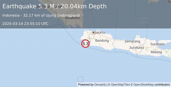 Earthquake Java, Indonesia (5.0 M) (2025-03-14 23:55:11 UTC)