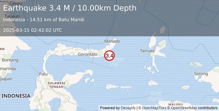 Earthquake Minahassa Peninsula, Sulawesi (3.4 M) (2025-03-15 02:42:02 UTC)