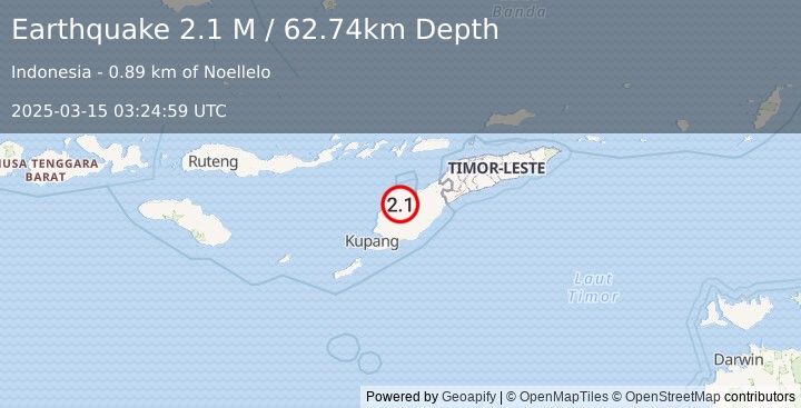 Earthquake Timor Region (2.1 M) (2025-03-15 03:24:59 UTC)