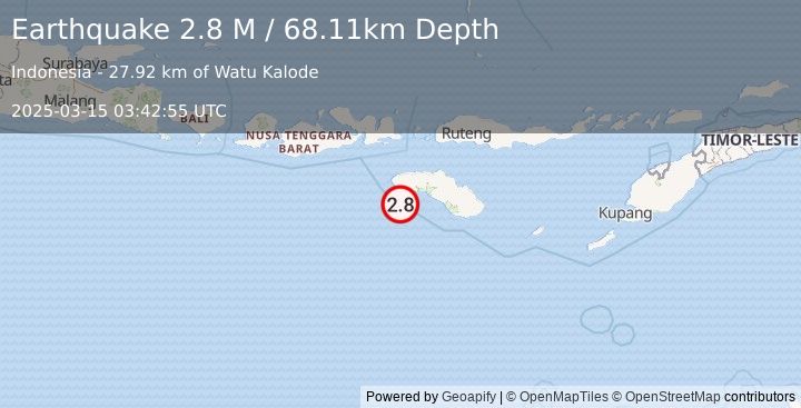 Earthquake Sumba Region, Indonesia (2.8 M) (2025-03-15 03:42:55 UTC)