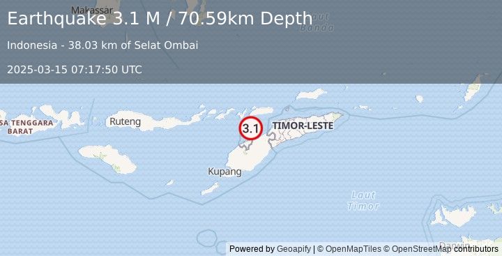 Earthquake Timor Region (3.1 M) (2025-03-15 07:17:50 UTC)