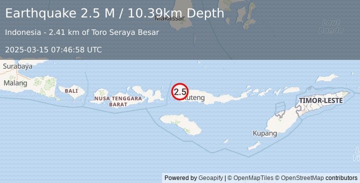 Earthquake Flores Region, Indonesia (2.5 M) (2025-03-15 07:46:58 UTC)