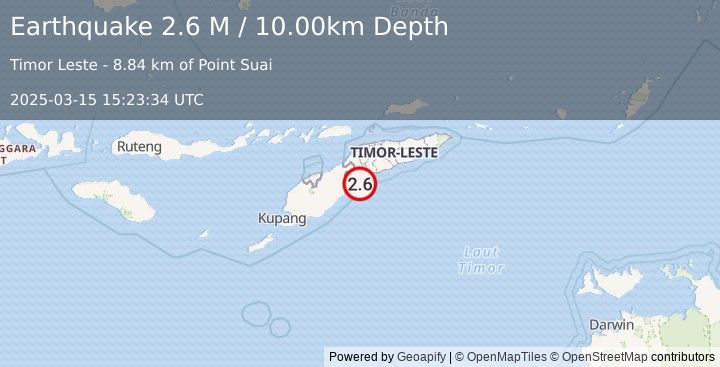 Earthquake Timor Region (2.6 M) (2025-03-15 15:23:34 UTC)