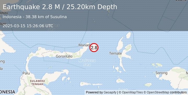 Earthquake Northern Molucca Sea (2.8 M) (2025-03-15 15:26:06 UTC)